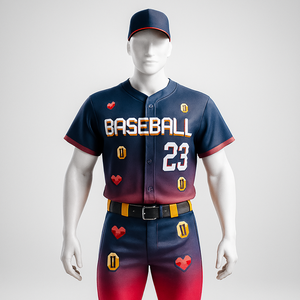 Conjuntos de Camisetas de Béisbol Transpirables con Estampado Personalizado de Alta Calidad, Ropa Clásica de Equipo, Cuello en V, Botones Delanteros, Unisex, Estampado Digital 100% - Product Image 2