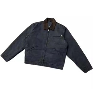 Veste en jean streetwear de luxe, toile épaisse, logo personnalisé, toile de coton vierge, fermeture éclair, veste de travail vintage pour hommes - Product Image 2