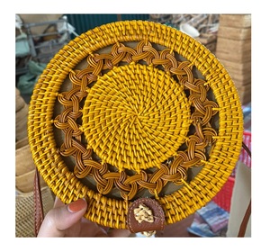 Women's round Rattan Woven <b>Tote</b> Durable Handmade Shoulder Purse Fashionable Straw <b>Beach</b> Hand <b>Bag</b> - Product Image 4