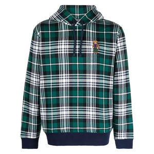 2025 hombres personalizados invierno bordado 100% algodón tartán cuadros patrón franela pulóver Sudadera con capucha ropa de calle para hombres - Product Image 3