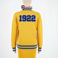 Winter Damen Freizeitjacke mit Sigma Gamma Rho Emblem 1922 Chenille-Applikationen Stickerei 100% Acryl Knitterfrei Schnellverschluss