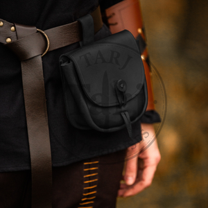 Porte-monnaie en cuir véritable fait main avec logo personnalisé, sangle réglable imperméable, sac utilitaire médiéval historique, B2B - Product Image 5
