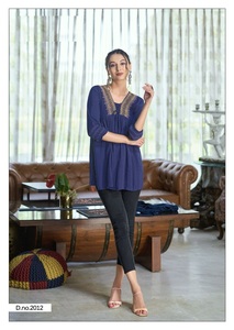 Launching New Rayon Wrinkles with Inner and Thread with Handwork Short <b>Top</b> for wholesale - Product Image 2