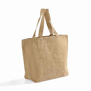 Sac fourre-tout en jute polyvalent de taille moyenne avec ruban en toile et fermeture éclair pour usage quotidien, publicité, aliments, cadeaux, impression personnalisée, lettres - Product Image 4