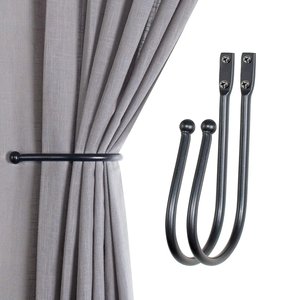Unique Design Iron Coastal Style <b>Curtain</b> Tiebacks & <b>Hooks</b> Matte Black Eco-Friendly Home Decor - Product Image 2