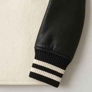 Chaqueta bomber de béisbol con mangas de cuero y parche bordado de chenilla personalizado OEM para hombre, chaqueta vintage personalizada para hombre - Product Image 3