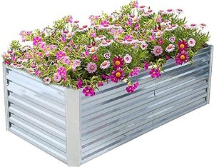 Nouveau kit de lit surélevé de jardin extérieur en forme de rectangle en métal galvanisé Degn kit de lit de protection de plantes et de légumes boîte de jardinière de l'Inde - Product Image 1