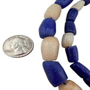 Vintage Handcrafted White Blue Powder Glass Beads <b>Sand</b> Cast Jewelry Crafting-Wholesale Bulk Supply Crystal Lampwork Beads - Product Image 3