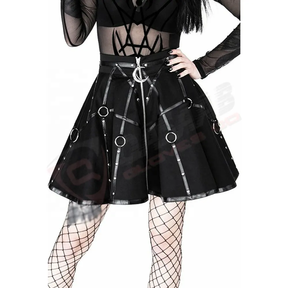 Women Breathable Fashion Gothic-Black Leather Corset-Skirts