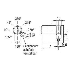 BKS 8900 40/10 mm Half-Cylinder Profile Furniture <b>Locks</b> 3-keyed Differently - Product Image 3