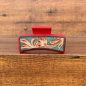 New Arrival Hot Selling Western Stylish Handmade <b>Tooled</b> <b>Engraved</b> Leather Hair Claw Clips Leather Claw Hair Accessories for Women - Product Image 5