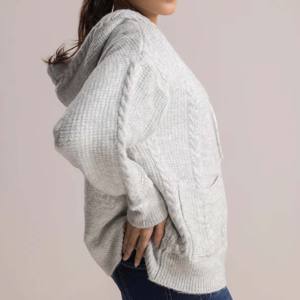 Sudadera de punto de algodón de Invierno para mujer OEM, Sudadera con capucha, prendas de vestir informales transpirables para mujer con logotipo frontal para niñas - Product Image 3