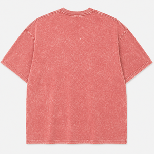T-shirt en coton tie-dye surdimensionné pour homme, manches courtes, col rond, jersey tricoté décontracté, couleur rouge, avec broderie personnalisée – Vente en gros - Product Image 2