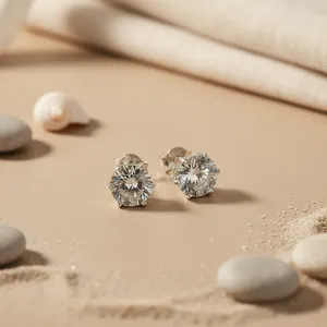 Boucles d'oreilles clous en or rose pour femmes, motifs tendance papillon et fleur, argent 925, or 14k ou 18k - Product Image 1