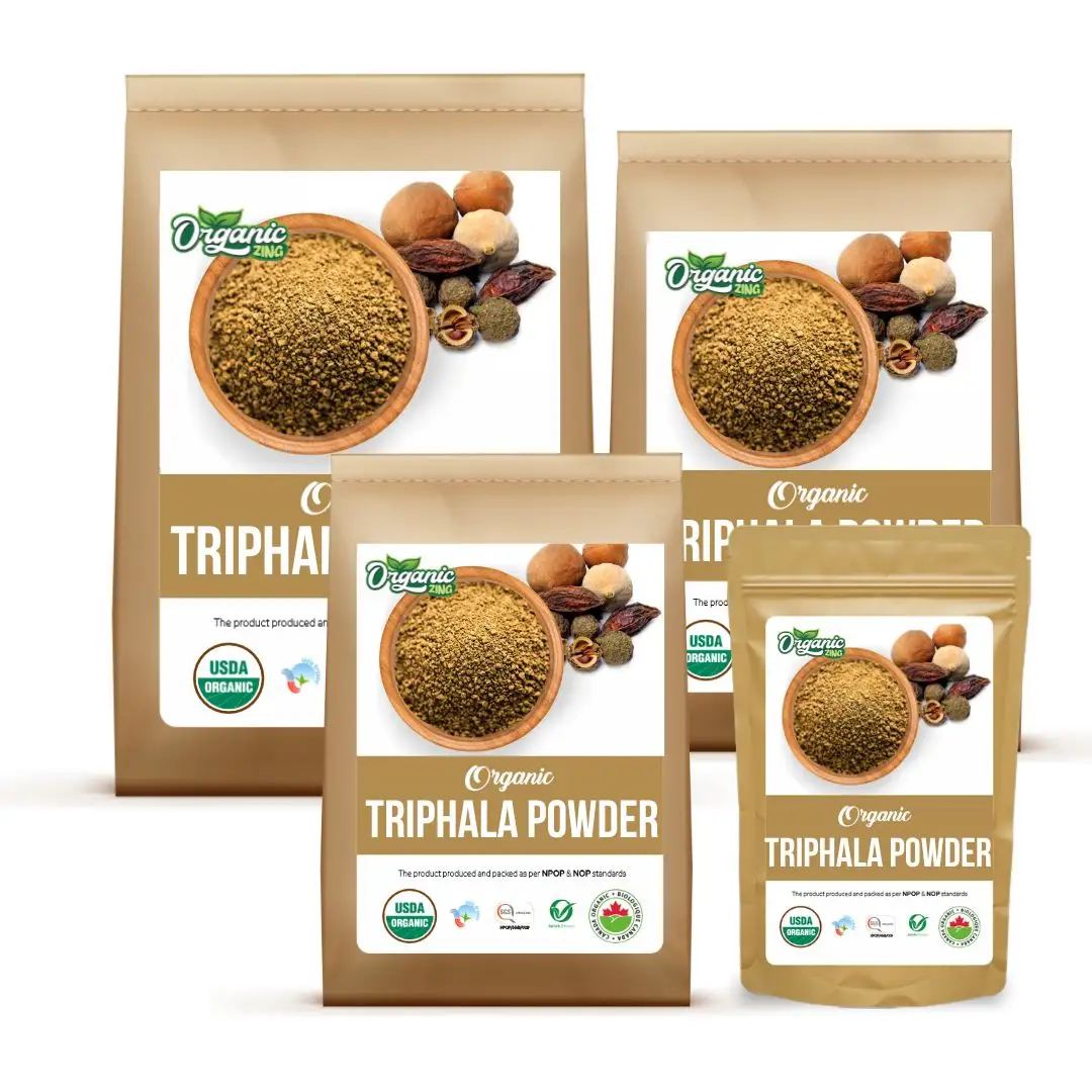 Suministro al por mayor 100% Orgánica Triphala en polvo-Secado al sol Amla, Bibhitaki y Haritaki Frutas, | Vegano | Sin conservantes