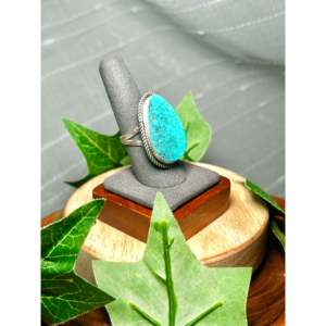 Antionette Martinez Kingman Turquoise & Sterling Silver <b>Adjustable</b> <b>Ring</b> Casual Style Stainless Steel Jewelry Bezel Setting Gift - Product Image 2