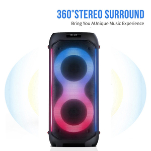 Loa di động chuyên nghiệp ngoài trời TWS 60W Party Box, loa bass 6.5 inch*2, đèn LED RGB, USB, Aux, micro karaoke, sự kiện DJ - Product Image 2