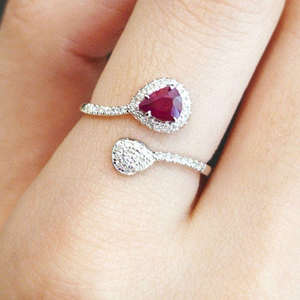 แหวนเงินแท้ 925 ชุบทองคำขาว 14K ประดับมุกน้ำจืดรูปหยดน้ำ ฝังเพชรโมอิสซาไนต์ แหวนดีไซน์หรูสำหรับงานปาร์ตี้ของผู้หญิง - Product Image 1