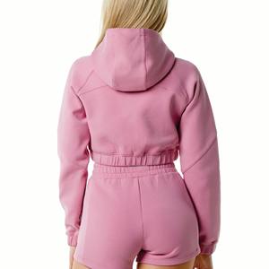 2023 diseño de moda cuello redondo señoras recortado Jumper venta al por mayor algodón suave polar Crop Top sudaderas mujeres - Product Image 4