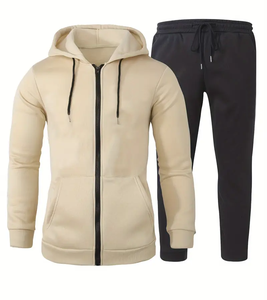 2024 marque hiver hommes survêtement 2 pièces ensemble sweat pantalons de survêtement fermeture éclair à capuche vêtements de sport décontractés 100% coton séchage rapide - Product Image 2