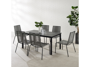 Juego de Mesa de Comedor Rectangular Minimalista con Cómodas Sillas de Jardín para Sala de Estar, Exteriores, Villa, Hotel, Apartamento - Product Image 5