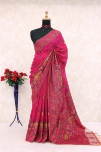 Elegante y Sofisticado Sari de Seda para Mujer, Estilo Bollywood Indio - Recién Lanzado, Exclusivo, Último Modelo en Stock, Hecho en India, Sin Muestra - Product Image 3
