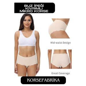 Corset en soie micro glace taille haute pour femmes coupe au laser non scarifiant respirant sans couture-élastique conception Corset culotte - Product Image 3