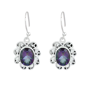 Oval Shape Faceted Mystic Topaz Gemstone <b>Silver</b> Dangle Earrings 925 <b>Sterling</b> <b>Silver</b> Earring Fashionable Earring for Women. - Product Image 6
