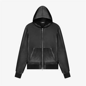 Sudadera con Capucha de Cuero para Hombre, Invierno, Color Sólido, Personalizable, Interior Cálido Forrado, Textura Exterior Elegante, Ecológica, Secado Rápido, Tacto Suave, Duradera - Product Image 1