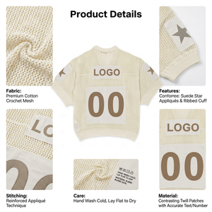 T-shirt d'été personnalisé 2026 pour homme, col rond, 100 % coton, manches courtes, maille crochetée, jersey tricoté - Product Image 4