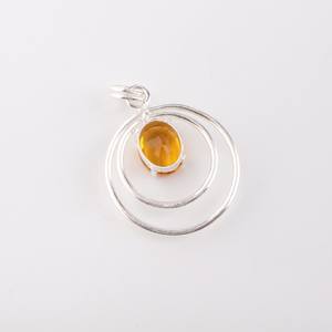 Pendentif en argent avec pierre précieuse citrine, argent sterling 925, bijoux faits à la main, plaqué rhodium, certifié IGI, design unique, novembre - Product Image 3