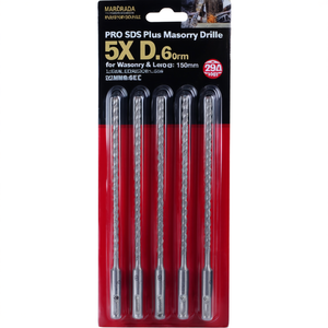 ดอกสว่านโรตารี่ SDS Plus สำหรับงานก่ออิฐและคอนกรีต ขนาด 5X D.6.0 มม. ความยาวใช้งาน 150 มม. ความยาวรวม 210 มม. ชุด 10 ชิ้น - Product Image 2