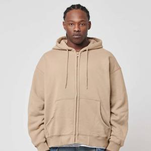 Chaqueta con capucha y cremallera pesada para hombre, suéter con capucha lavado pesado y agujero desgastado - Product Image 2