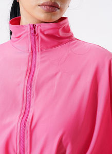 Vente en gros de haut à fermeture éclair pour femmes couleur rose 100% sweats à capuche en coton logo personnalisé fermeture éclair courte pour femmes - Product Image 4