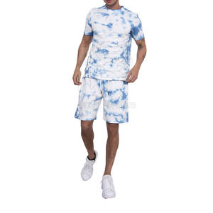 Haut personnalisé hommes XL été coton ensembles jumeaux nouveau Design hiver short ensemble haute impression en gros cravate teinture ensemble - Product Image 1