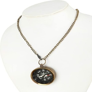 Antique Vintage Brass Locket <b>Compass</b> Necklace with Pointer Dial Display for Boys and Girls Comes with Leather Case - Product Image 2