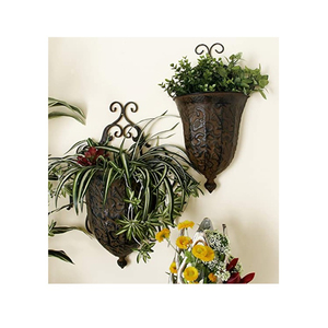 Juego de 2 macetas colgantes de pared hechas a mano galvanizadas, maceta de Interior de Color gris de alta calidad, decoración de jardín, maceta de flores para balcón - Product Image 6