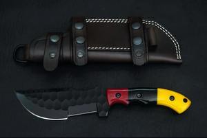 High Quality Black Tracker Bus <b>Craft</b> <b>Knife</b> with D2 Steel Blade Resin Sheath Handle Bamboo Scissors Leather Sheath Hunting Tools - Product Image 6