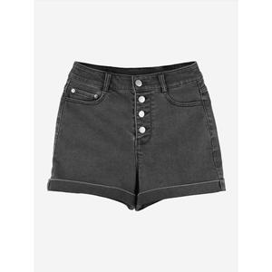 Shorts de Mezclilla para Mujer Paola Riboni, Cintura Alta, Cierre de Botones, Pierna Recta, Estilo Formal Lavado, Estilo Veraniego - Product Image 1