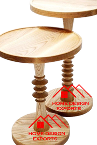 Table basse ronde à base pyramidale Table basse en bois sculptée à la main personnalisée pour meubles de salon best-seller - Product Image 5