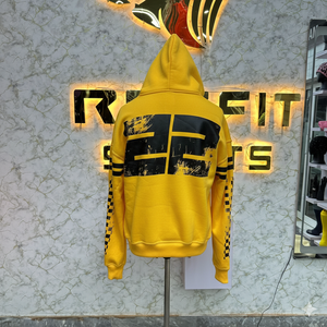 Sudadera con capucha y cremallera con logotipo personalizado de calidad superior, chaqueta con cremallera de diamantes de imitación, lavado ácido, Vintage, lavado, ropa de calle de lana para hombres, Sudadera con capucha - Product Image 2