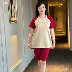 Prix de gros 4-Way Stretch Respirant Absorbant la transpiration Vêtements de maternité Coton doux Usage quotidien Sharp Imprimé B791 Design - Product Image 4