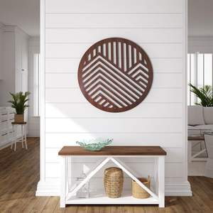 Arte de pared de madera Montañas Círculo Geométrico Decoración de madera - Product Image 2