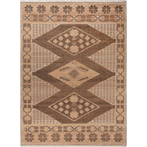 Erbe Hand Knotted <b>Wool</b> Rugs Beige <b>Brown</b> Geometric for Home Living Hallway Entryway Bedroom-Rectangle Puzzle Design-RGS-1501 - Product Image 1