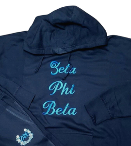Ensemble survêtement Zeta Phi Beta Sorority bleu et blanc pour femmes avec logo brodé, sweat-shirt et pantalon de jogging, molleton 1920, lettres grecques - Product Image 5
