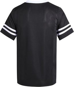 Camiseta Deportiva Negra de Manga Corta con Rayas Blancas, Ligera, de Jersey de Poliéster - Product Image 2