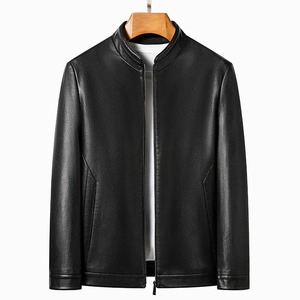 Primavera y otoño nueva chaqueta de cuero de oveja Natural para hombre, cuello simulado, abrigo informal Premium para jóvenes, motocicleta - Product Image 5
