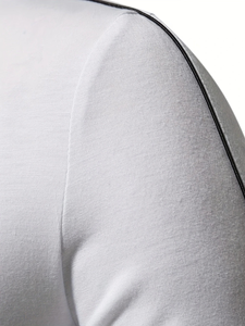 Chemise en coton pour homme, imprimé à rayures latérales noires, séchage rapide, confortable, respirante, fermeture éclair pour les activités sportives et de plein air - Product Image 5