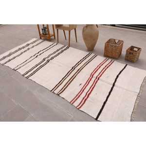 Tapis turc vintage, tapis de 4,3 x 10,2 pieds, tapis en laine blanche à motifs floraux - Product Image 4