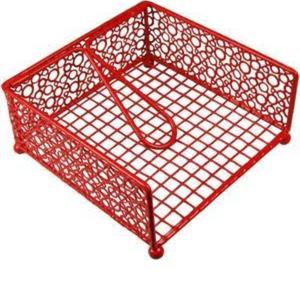 Design exclusif polyvalent utilisé décor de bureau conteneur de mouchoirs en métal porte-serviettes en tissu en métal enduit de poudre rouge - Product Image 1